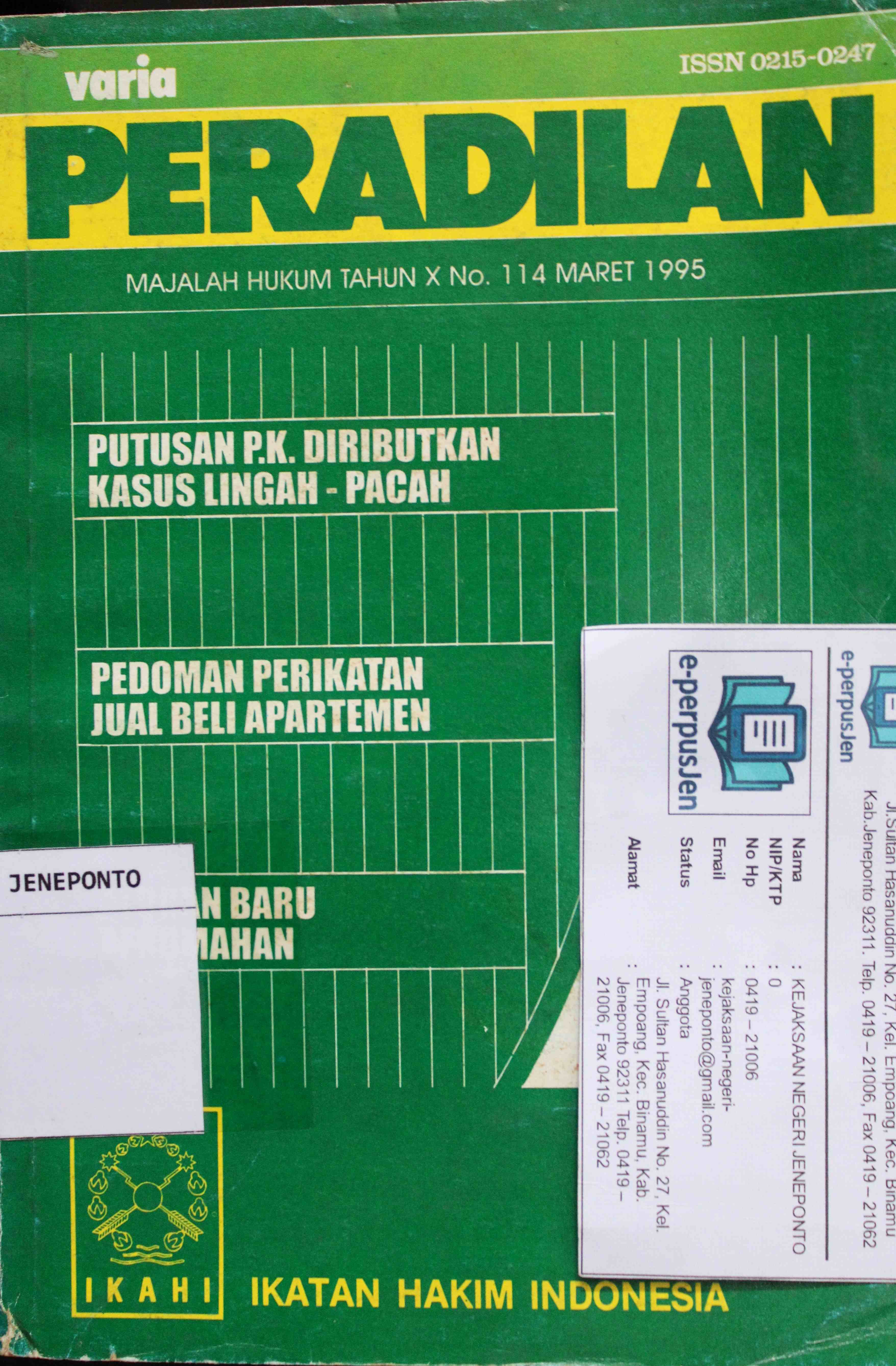 Varia Peradilan Majalah Hukum Tahun X No 114 Maret 1995